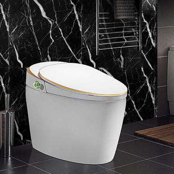 White One-Piece Elongated Automatic Smart Toilet Floor Mounted Self-Clean